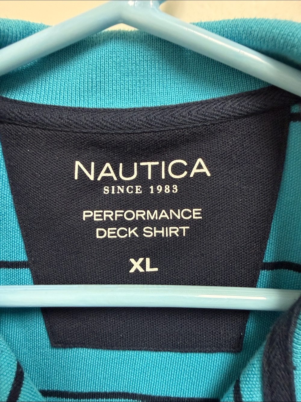 Nautica Men’s Teal Blue Striped Polo Shirt - Picture 2 of 6